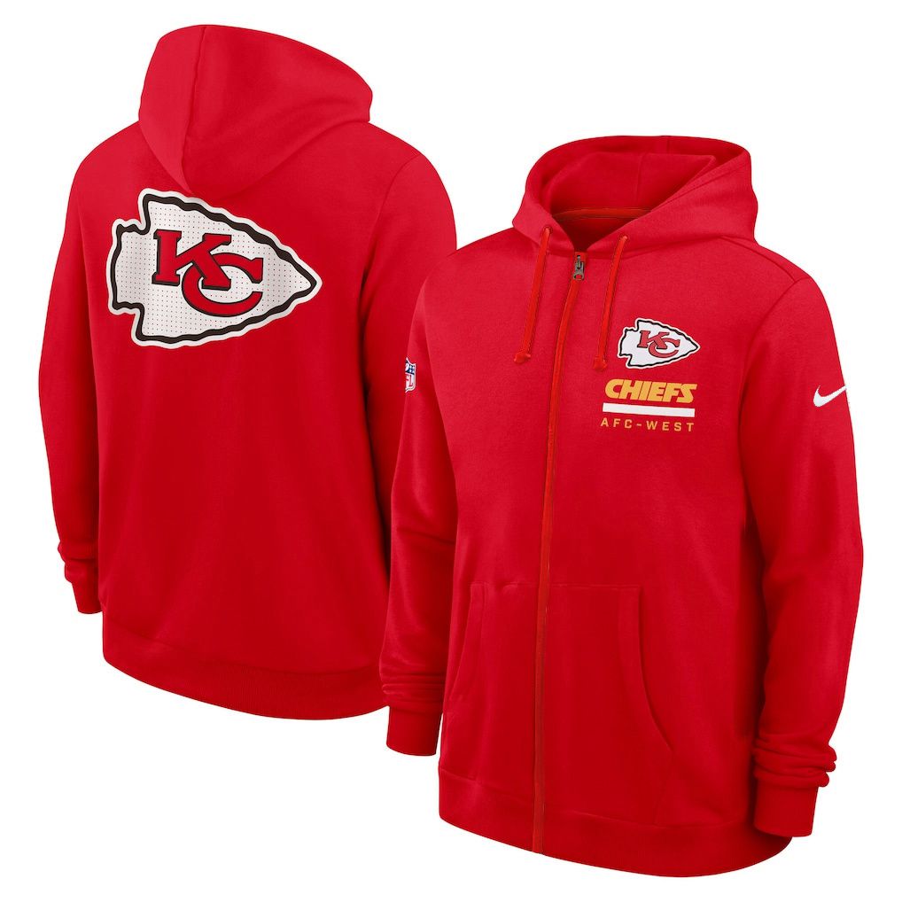 Men 2026 NFL Kansas City Chiefs zip-up hoodie red 01